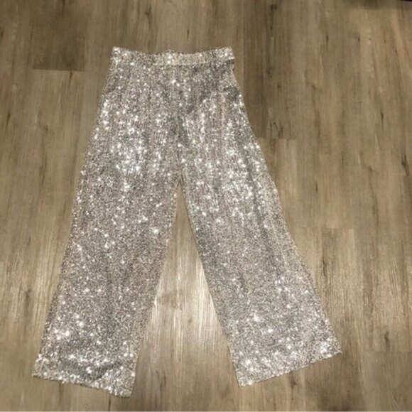 Banana Republic Women’s High Rise Wide Leg Sequin Pants - Size Large - Picture 7 of 11